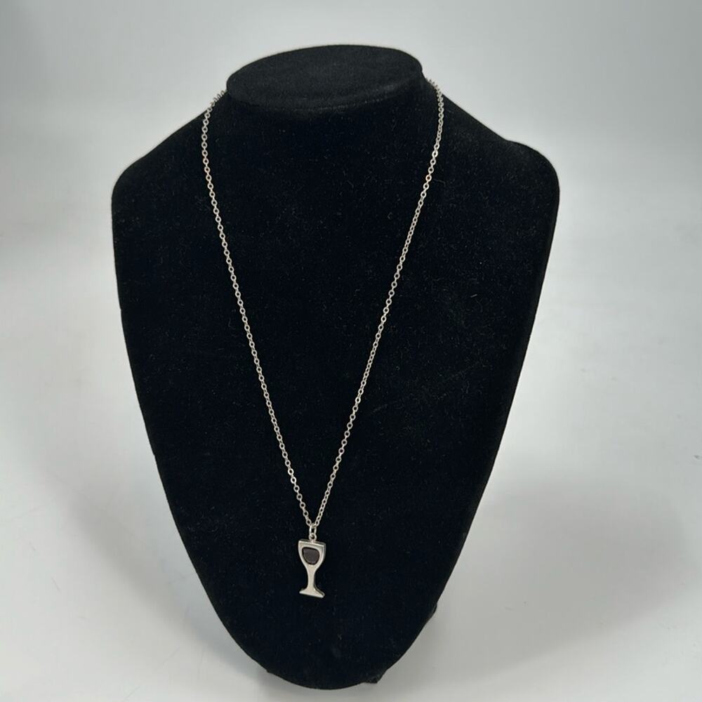 Sterling silver wine glass necklace